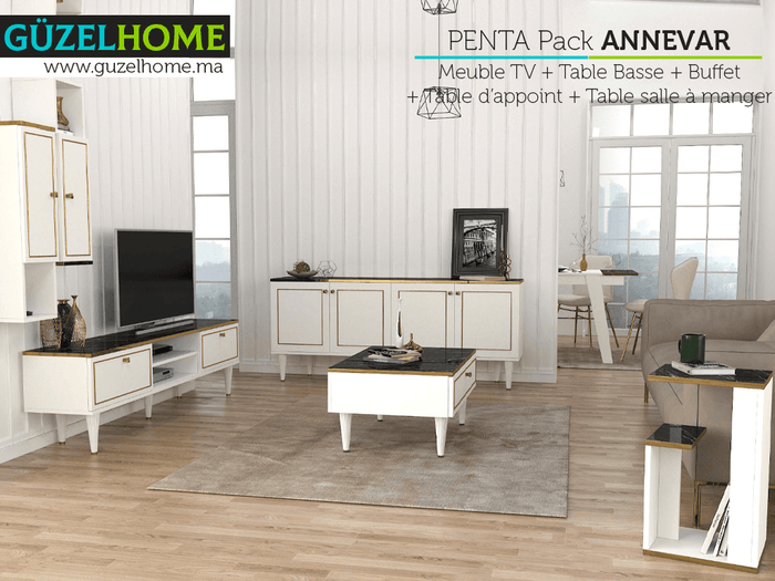 Penta exclusif ANNEVAR - Meuble TV - Table Basse - Table d'appoint