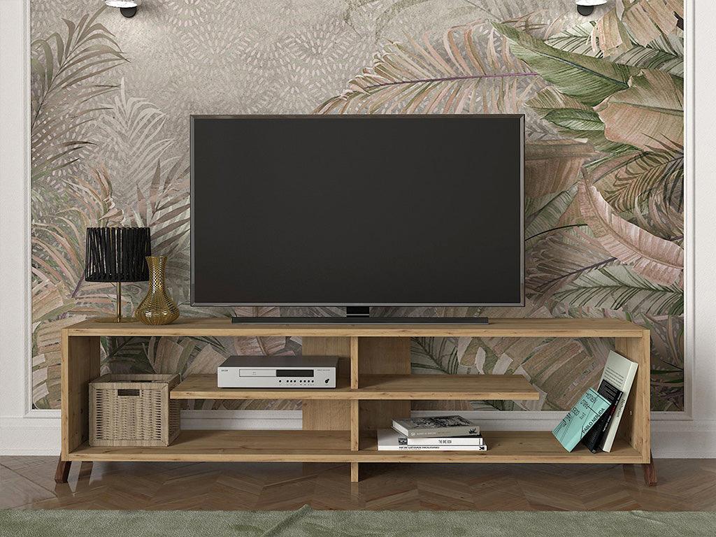 Table TV AULE 147 cm - Effet chêne - Salon et séjour