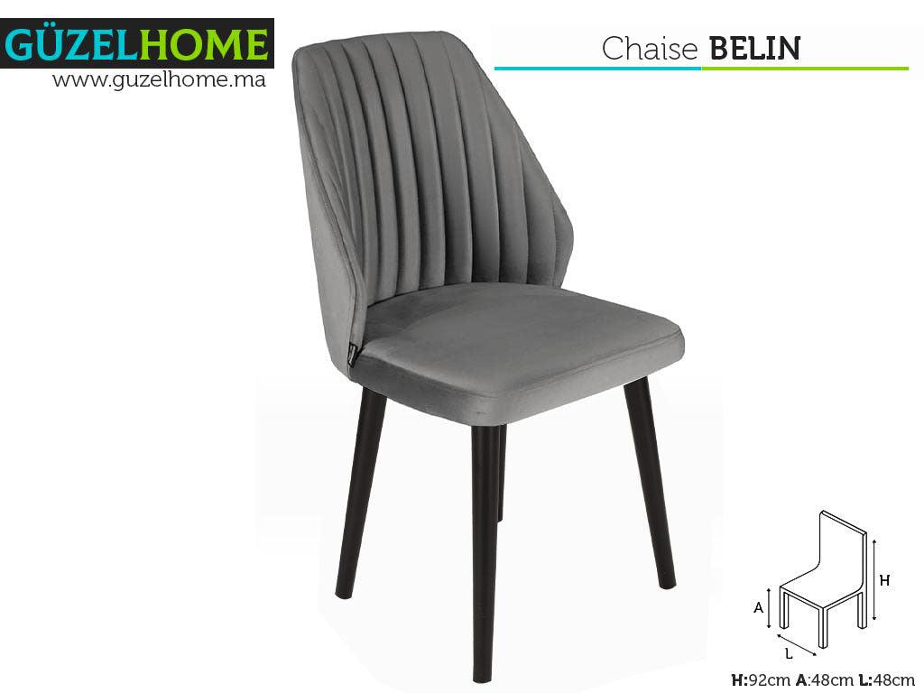 Chaise moderne BELIN - Velours gris - salle à manger