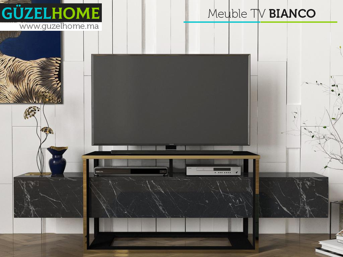 BIANCO Mega Pack - Meuble TV - Table Basse et Console Buffet - Salon et séjour
