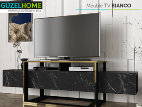 Meuble TV BIANCO - Effet Marbre et Doré - Salon et séjour - Meubles de décoration chez GÜZELHOME Maroc