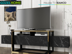 Meuble TV BIANCO - Effet Marbre et Doré - Salon et séjour - Meubles de décoration chez GÜZELHOME Maroc