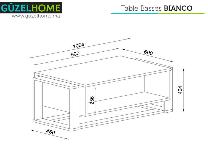 Table Basse BIANCO - Effet Marbre et Doré