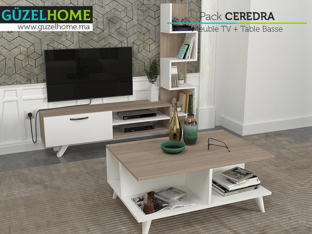 Pack CEREDRA - Meuble TV - Table basse - Salon et Séjour