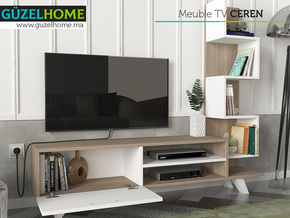 Meuble TV CEREN - Blanc et Cordoba — vue alternative