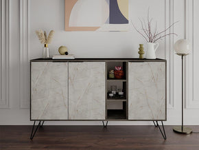 Console Buffet d'entrée CLARA 142 cm - Laguna et effet marbre - Meubles de décoration chez GÜZELHOME Maroc