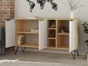 Console Buffet CLARA 142 cm - Chêne et Blanc - entrée et séjour — vue alternative