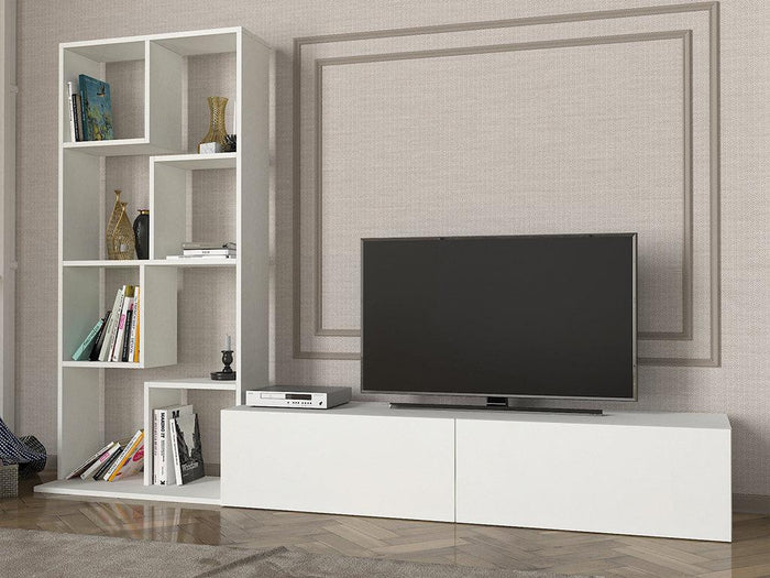 Meuble TV COBIE 220 cm - Blanc - Salon et séjour