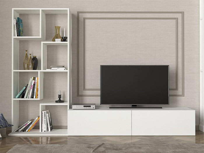 Meuble TV COBIE 220 cm - Blanc - Salon et séjour