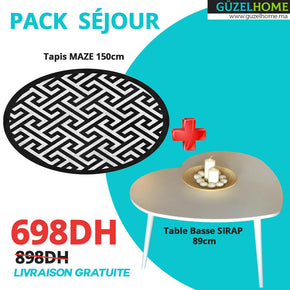 Pack séjour - Tapis rond moderne MAZE et Table Basse SIRAP — vue alternative