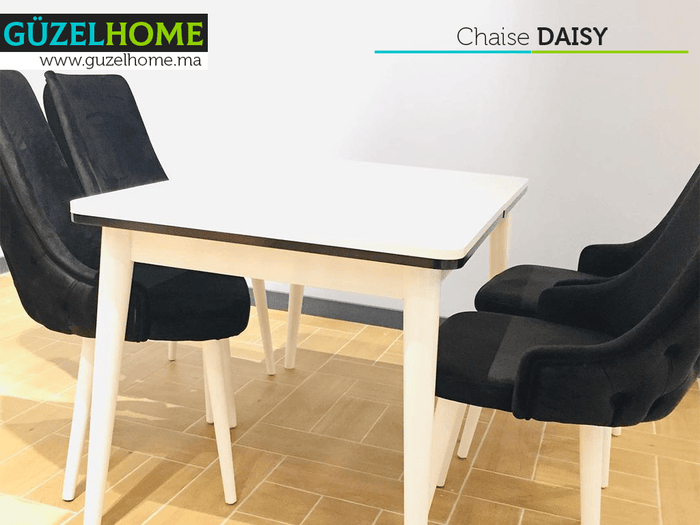 Chaise moderne tapissée DAISY - Noir et blanc - Salle