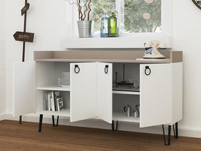 Console Buffet d'entrée DEA 140 cm - Blanc et Light Mocha — vue alternative