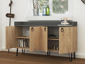 Console Buffet d'entrée DEA 140 cm - Chêne et Gris Anthracite — vue alternative