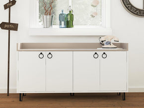 Console Buffet d'entrée DEA 140 cm - Blanc et Light Mocha - Meubles de décoration chez GÜZELHOME Maroc
