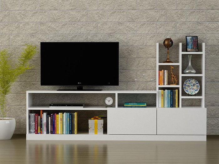 Meuble TV DOLUNAY 165 cm - Blanc - Salon et séjour