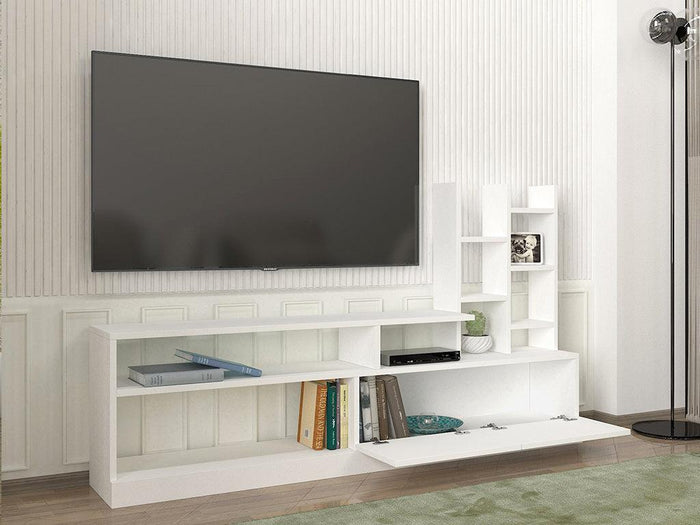 Meuble TV DOLUNAY 165 cm - Blanc - Salon et séjour