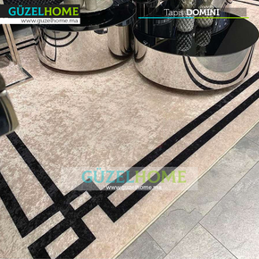 Tapis moderne DOMINI - Beige et Noir - Ameublement et décoration intérieure - Meubles de décoration chez GÜZELHOME Maroc