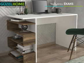 Bureau EKANS - Noyer et Blanc - Meubles de décoration chez GÜZELHOME Maroc
