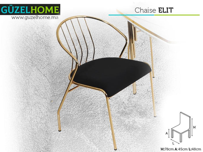 Chaise Moderne ELIT - Noir et doré - séjour et salon