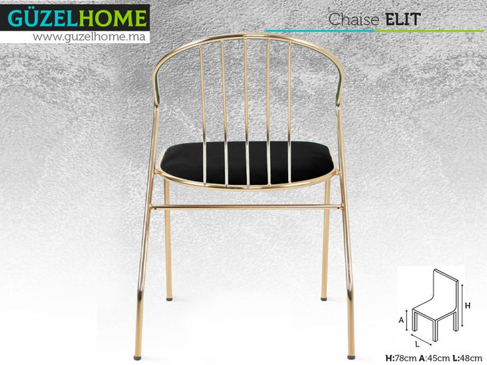 Chaise Moderne ELIT - Noir et doré - séjour et salon