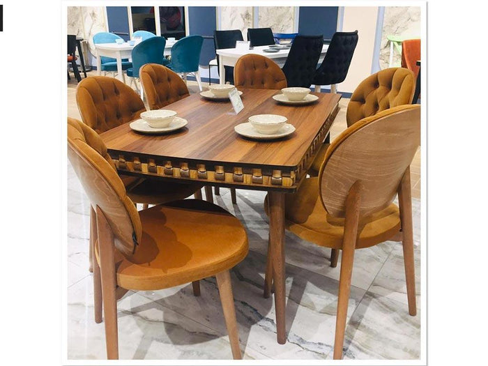 Chaise pour salle à manger ESSE - 94cm - Cider orange et bois massif