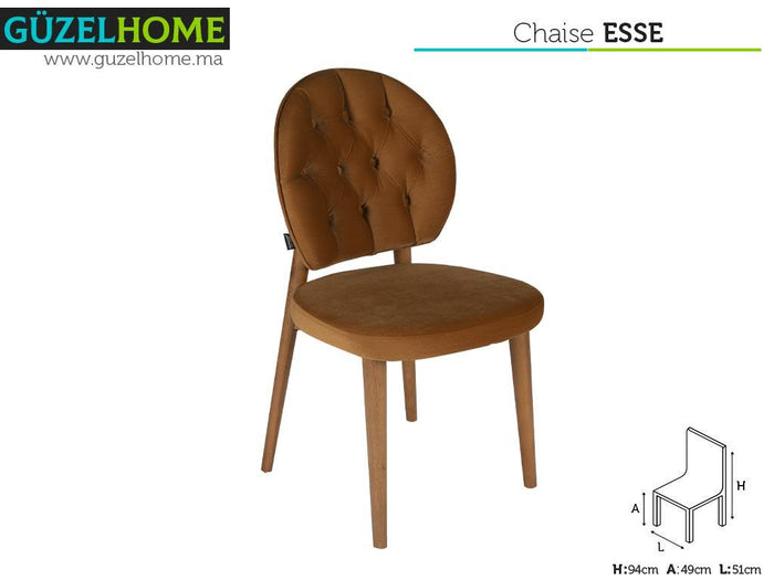 Chaise pour salle à manger ESSE - 94cm - Cider orange et bois massif