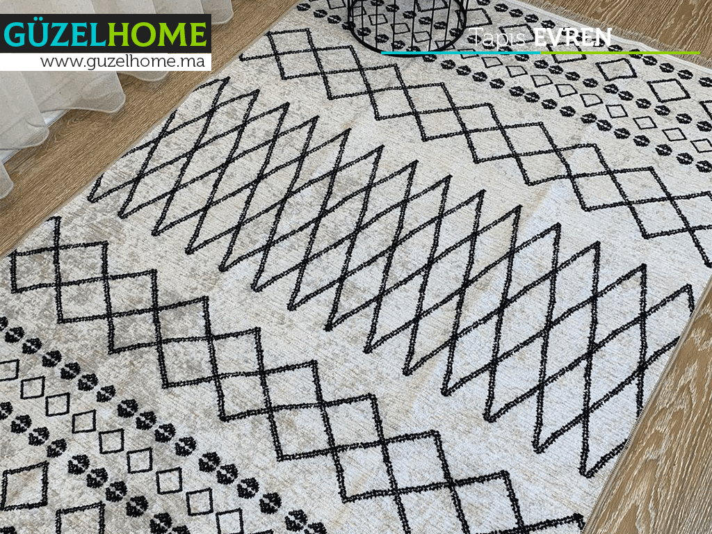 Tapis moderne imprimé EVREN - Extérieur et intérieur - Salon et séjour