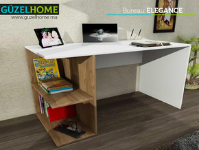 Bureau ELEGANCE - Blanc et Noyer - Meubles de décoration chez GÜZELHOME Maroc
