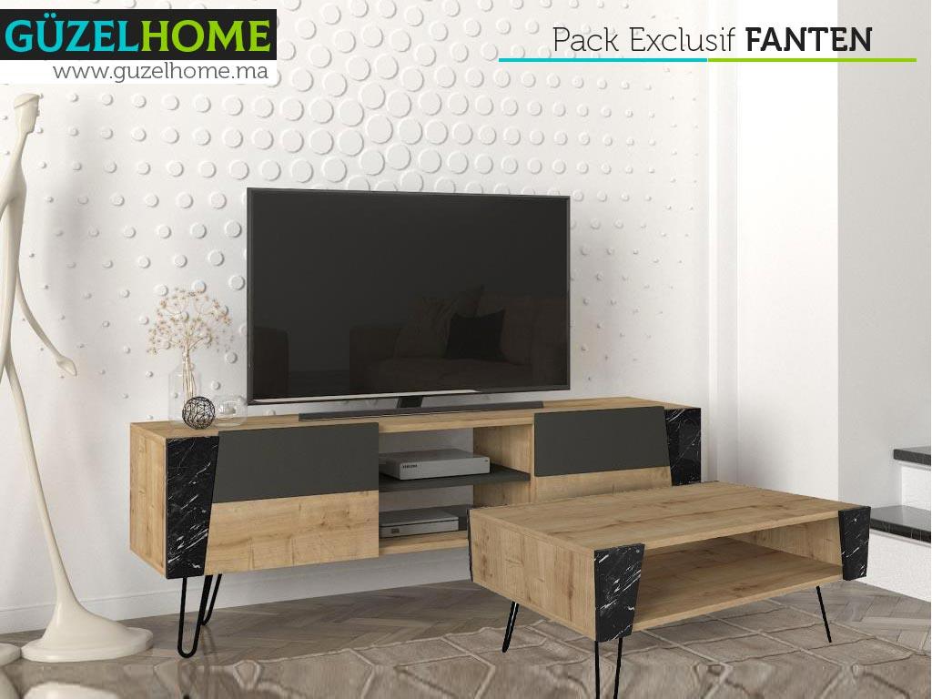 Pack FANTEN 150cm - Meuble TV et Table Basse - Salon et séjour