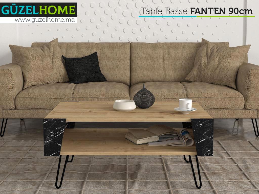Table Basse FANTEN - Chêne et effet marbre