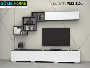 Meuble TV FREE 210cm - Gris Anthracite et Blanc - salon et séjour - Meubles de décoration chez GÜZELHOME Maroc