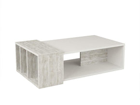 Table Basse pour séjour ANITA - Blanc et Chêne Ancien — vue alternative