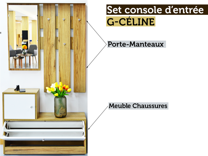 Console d'entrée G-CÉLINE Meuble Chaussures Porte-Manteaux