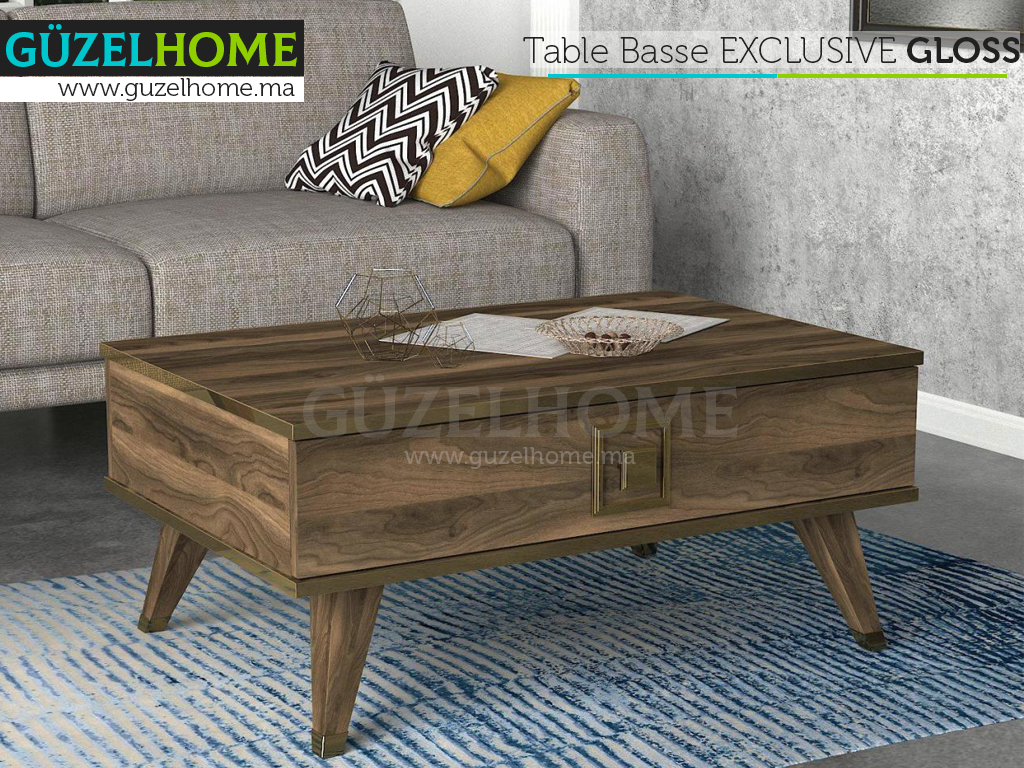 Table Basse EXCLUSIVE GLOSS - Noyer et doré