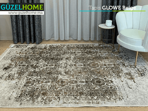 Tapis moderne imprimé GLOWE Beige - Extérieur et intérieur - Salon et séjour - Meubles de décoration chez GÜZELHOME Maroc