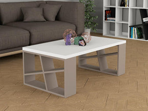 Table Basse pour séjour HONEY - Blanc et Light Mocha - Meubles de décoration chez GÜZELHOME Maroc