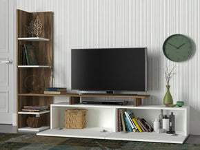 Meuble TV HOME - Noyer et Blanc — vue alternative
