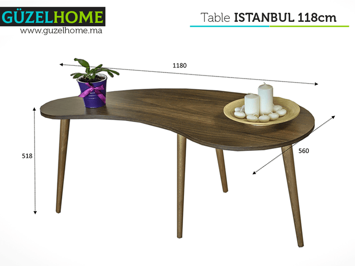 Table ISTANBUL 118cm - Noyer