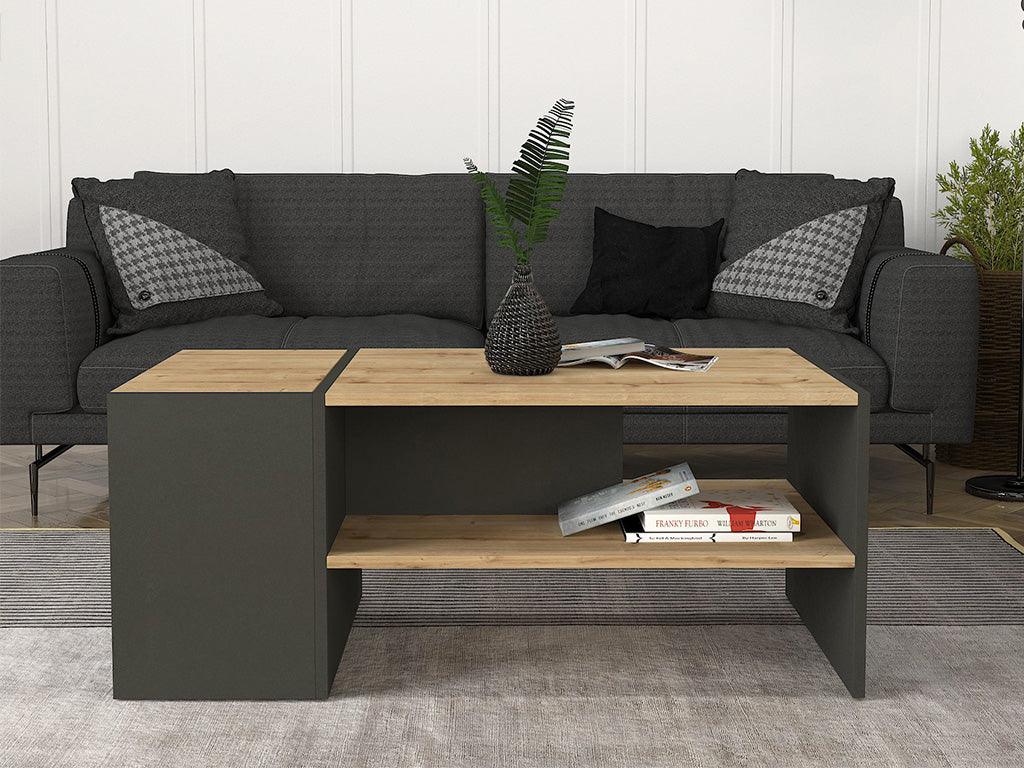 Table Basse IZIA - Gris anthracite et chêne - Salon et séjour