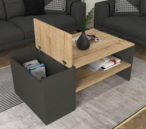 Table Basse IZIA - Gris anthracite et chêne - Salon et séjour — vue alternative