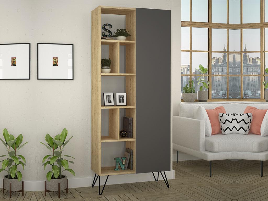 Placard - de rangement JEDDA 191 cm - Chêne et Gris