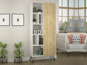 Placard - Bibliothèque de rangement JEDDA 191 cm - Blanc et Chêne - Meubles de décoration chez GÜZELHOME Maroc