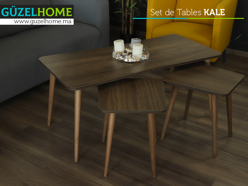 Set de 3 tables KALE 118cm - Noyer