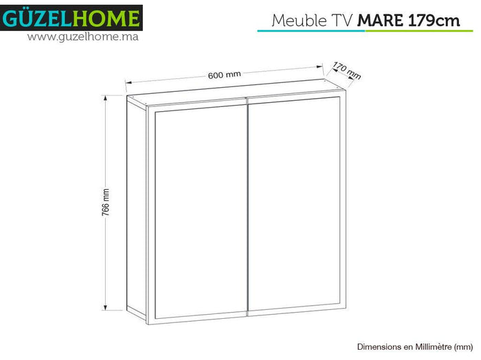 Meuble 2 portes avec miroirs KAYLA - Blanc - Salle de bain