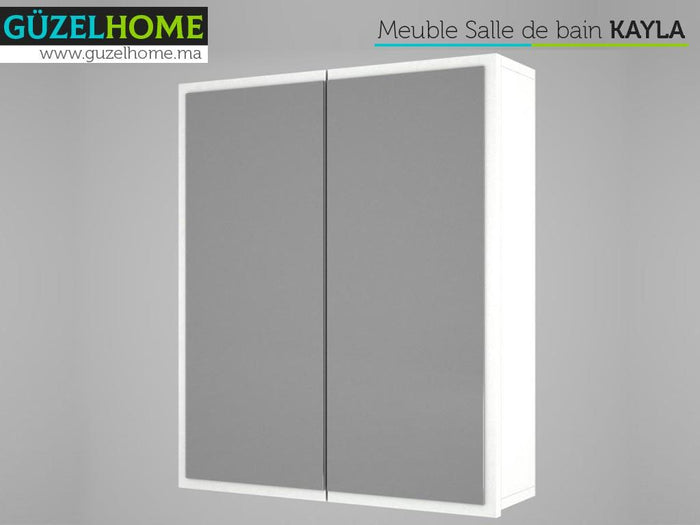 Meuble 2 portes avec miroirs KAYLA - Blanc - Salle de bain