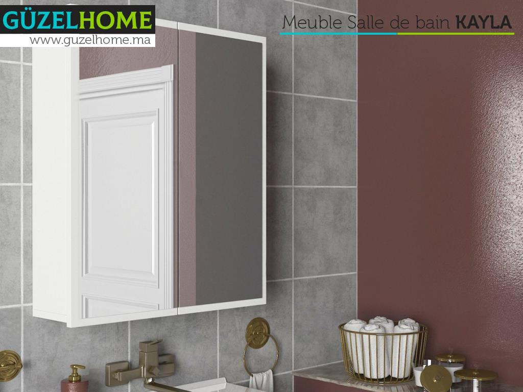 Meuble 2 portes avec miroirs KAYLA - Blanc - Salle de bain
