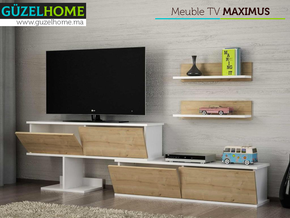 Meuble TV MAXIMUS - Blanc et Chêne — vue alternative