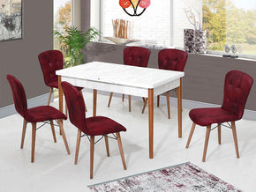 Salle à manger complète à 6 chaises KURMUZ - Table extensible — vue alternative
