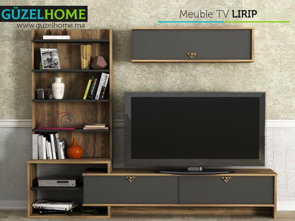 Meuble TV LIRIP - Noyer et Gris Anthracite