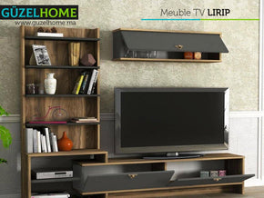 Meuble TV LIRIP - Noyer et Gris Anthracite — vue alternative